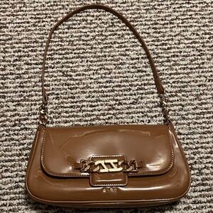 Caramel faux patent leather Aldo shoulder bag